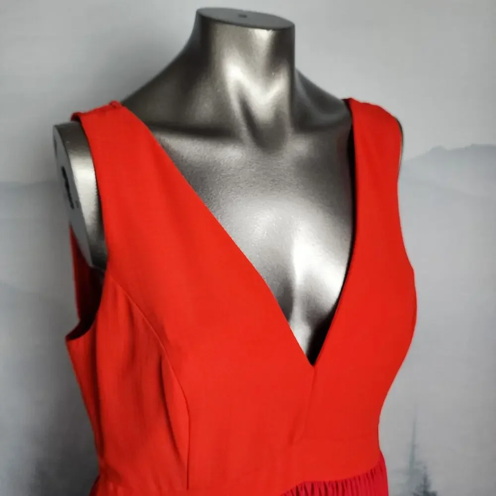 NWT Harlyn Pleated Mix Media Colorblock Evening Dress | Women's L